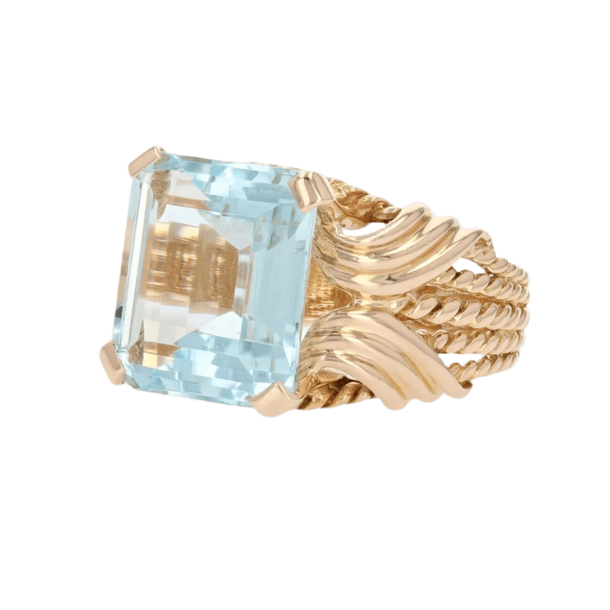 Bague Cocktail en or rose et aigue-marine - Image 3