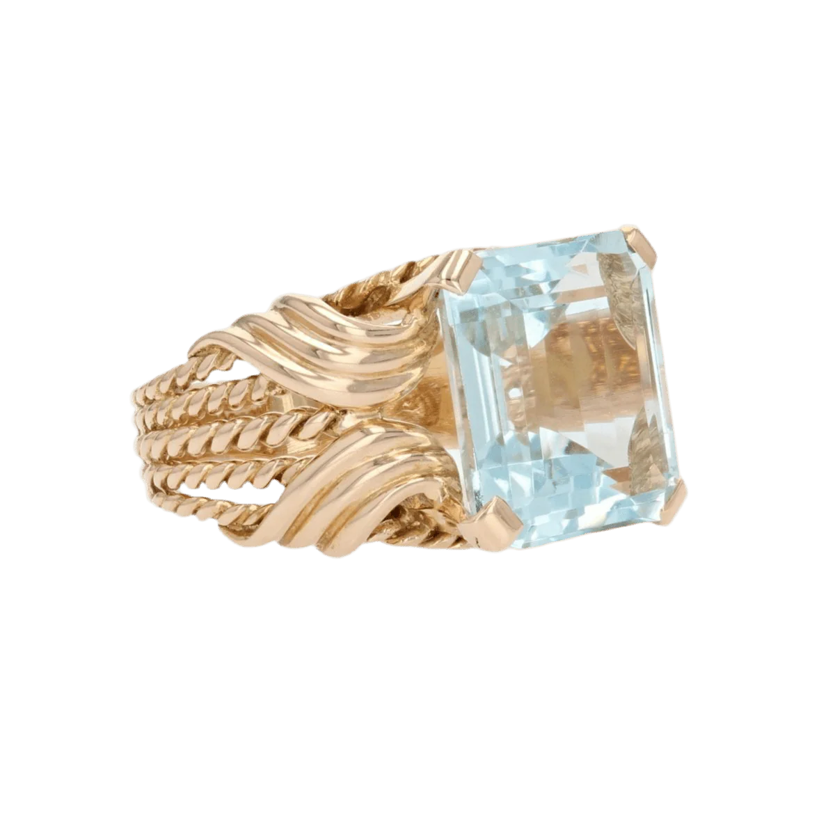Bague Cocktail en or rose et aigue-marine - Image 5