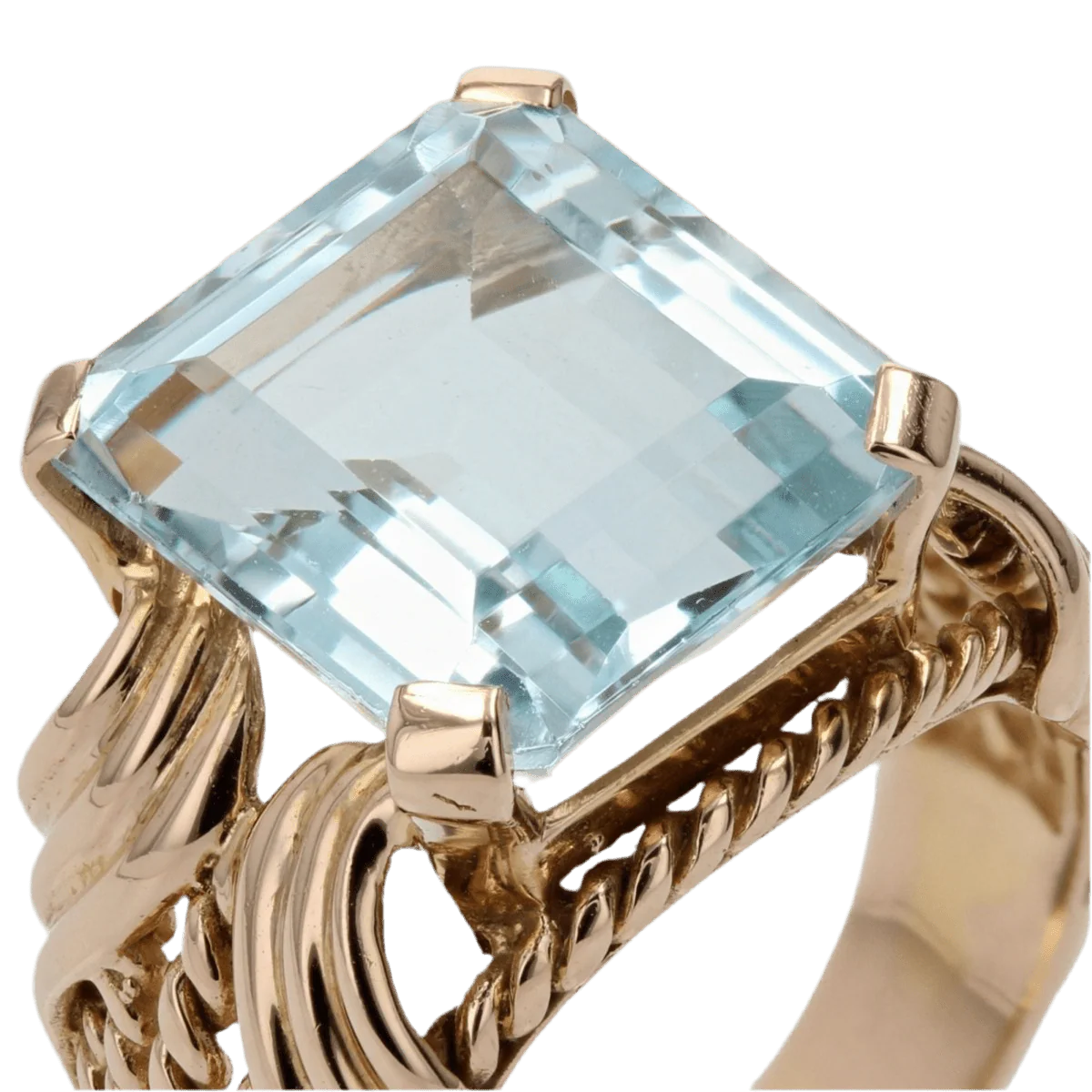 Bague Cocktail en or rose et aigue-marine - Image 7