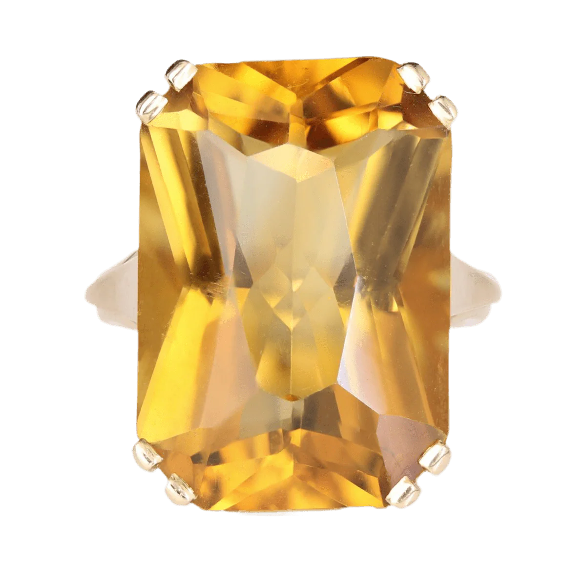 Bague Cocktail en or jaune et citrine