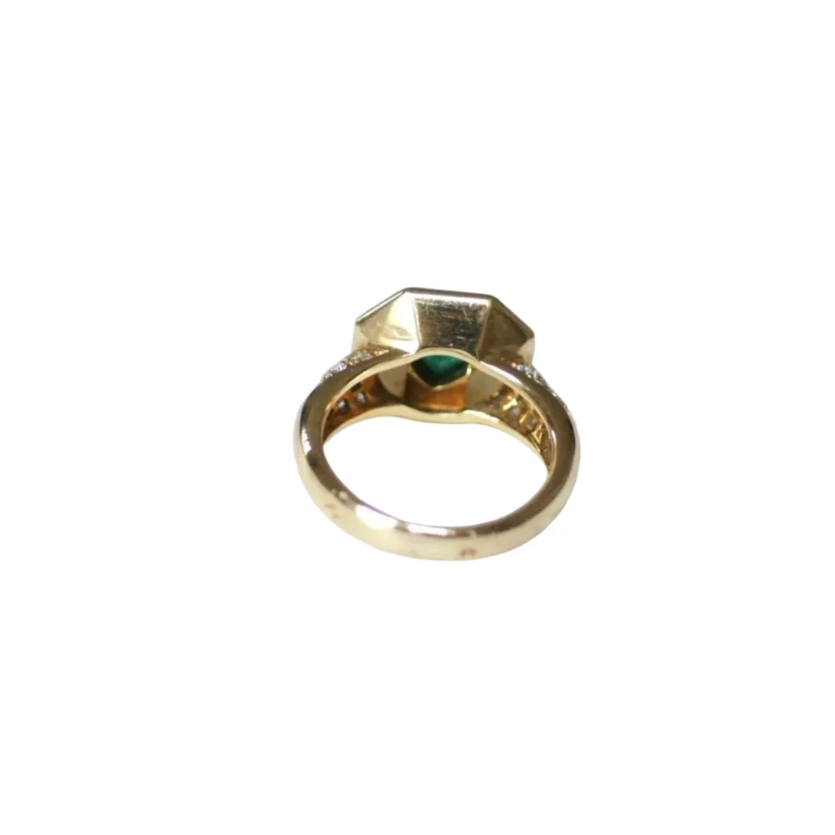 Bague en or jaune, nacre, émeraude, et diamants - Image 4