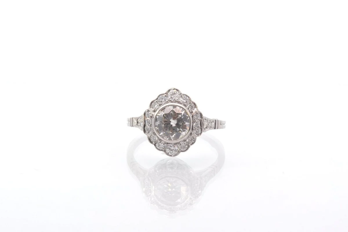 Bague vintage diamant 1,06 cts J/SI2 en platine - Image 2