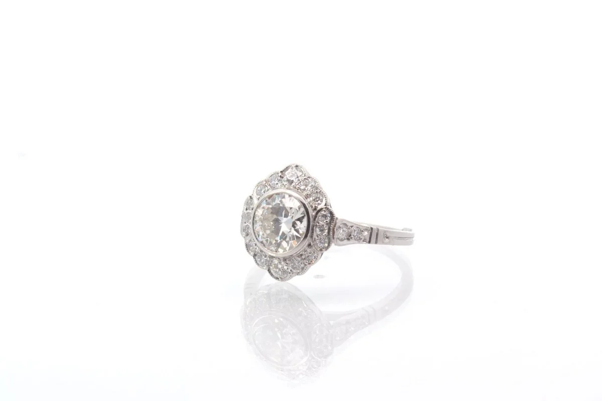 Bague vintage diamant 1,06 cts J/SI2 en platine - Image 3