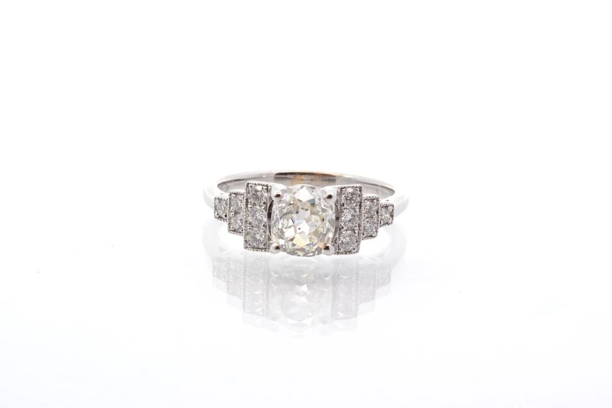 Bague vintage diamant 1,19 cts H/SI2 en or - Image 2