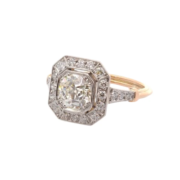 Bague Entourage en platine, or jaune, et diamants - Image 3