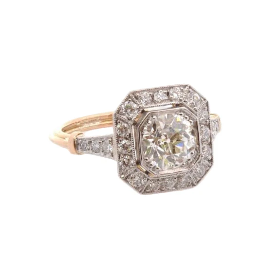 Bague Entourage en platine, or jaune, et diamants - Image 5
