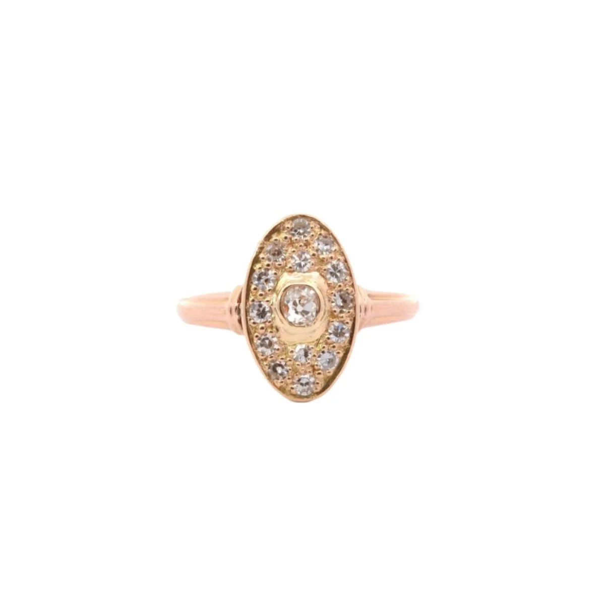 Bague en or rose, platine et diamants
