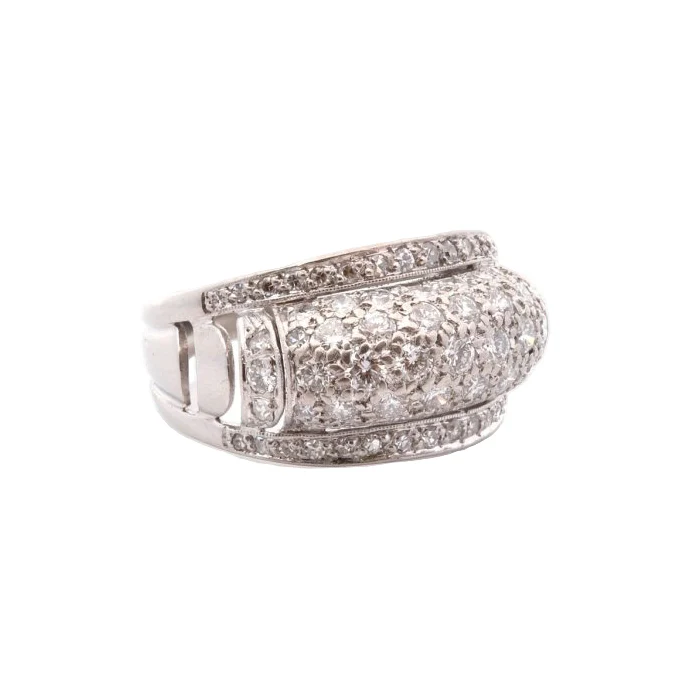 Bague Pavée en or blanc et diamants - Image 5