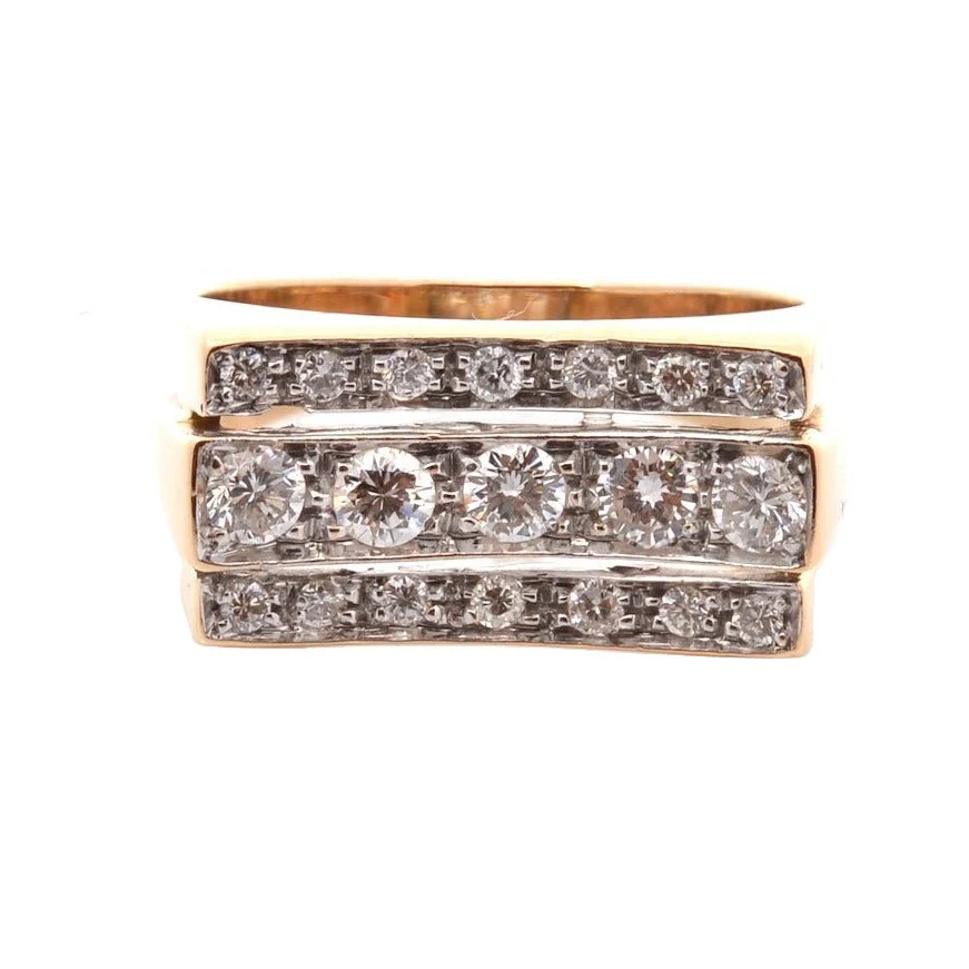 Bague Pavée en or rose, platine et diamants