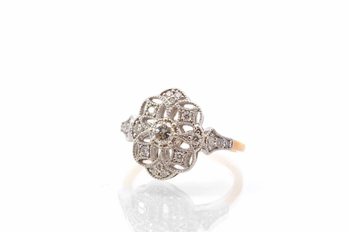 Bague vintage diamants en or jaune 18k - Image 3