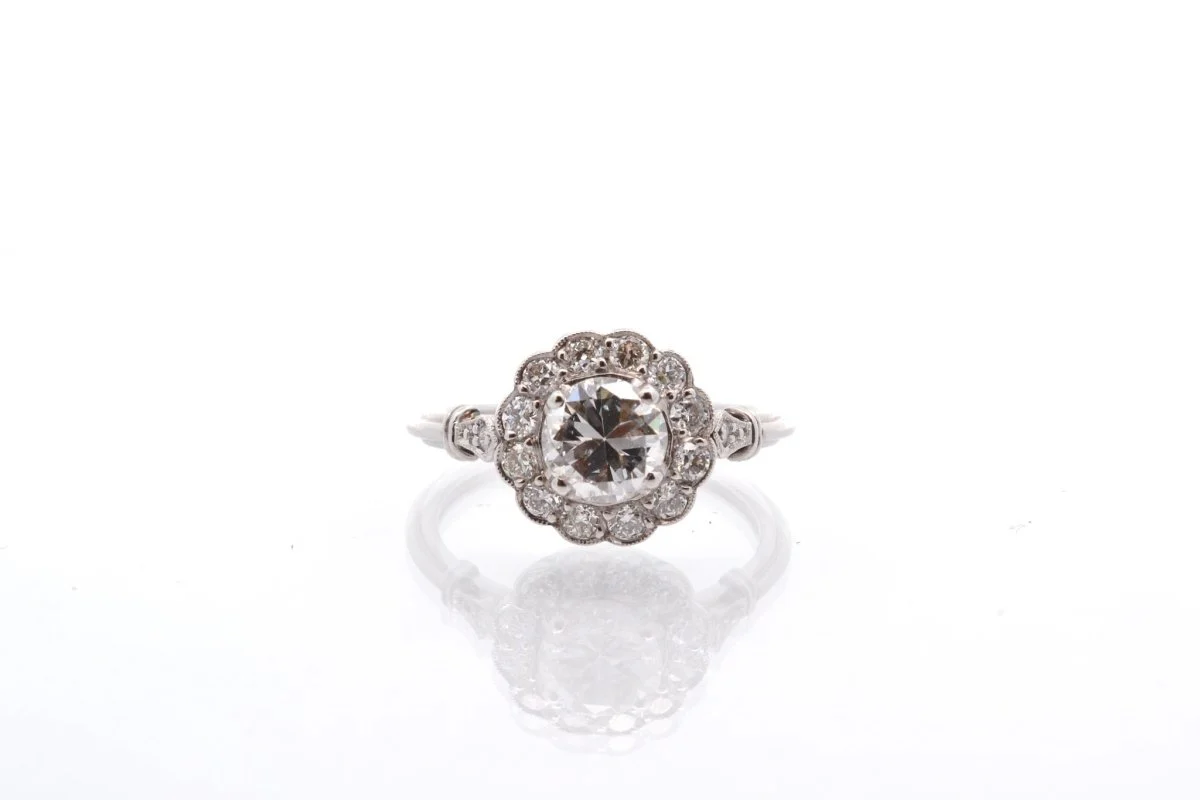 Bague vintage diamants en platine - Image 2