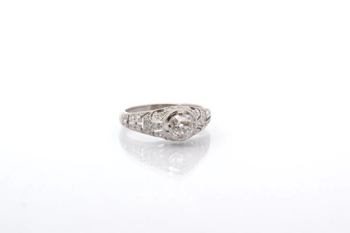 Bague vintage diamants en platine - Image 2