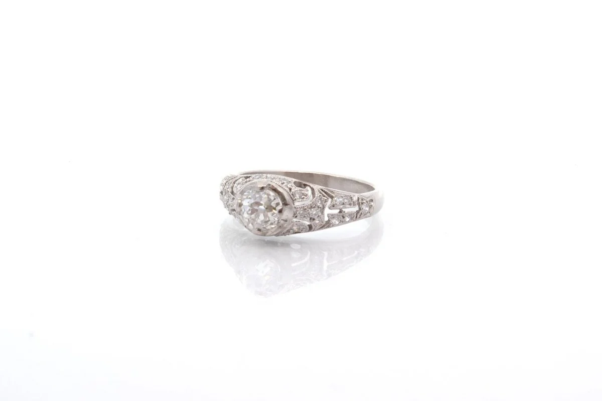 Bague vintage diamants en platine - Image 4
