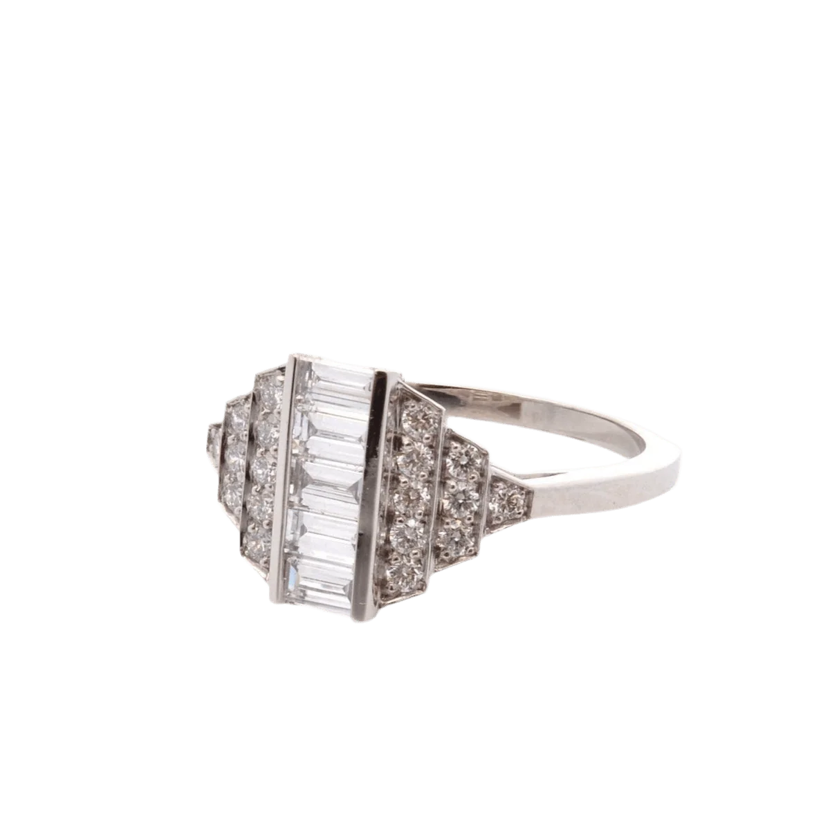 Bague Jarretière en platine et diamants - Image 2