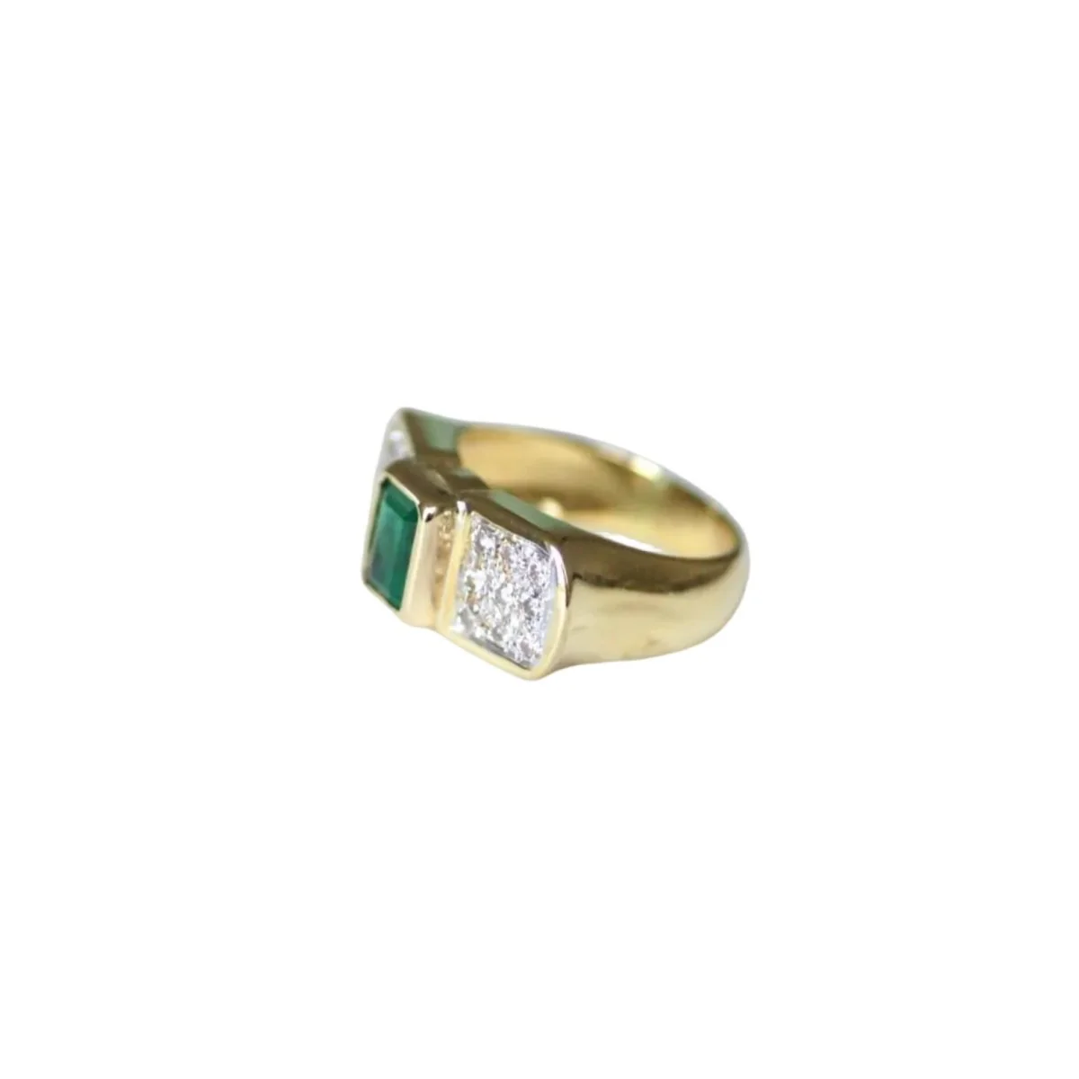 Bague en or jaune, or blanc, émeraude, et diamants - Image 3
