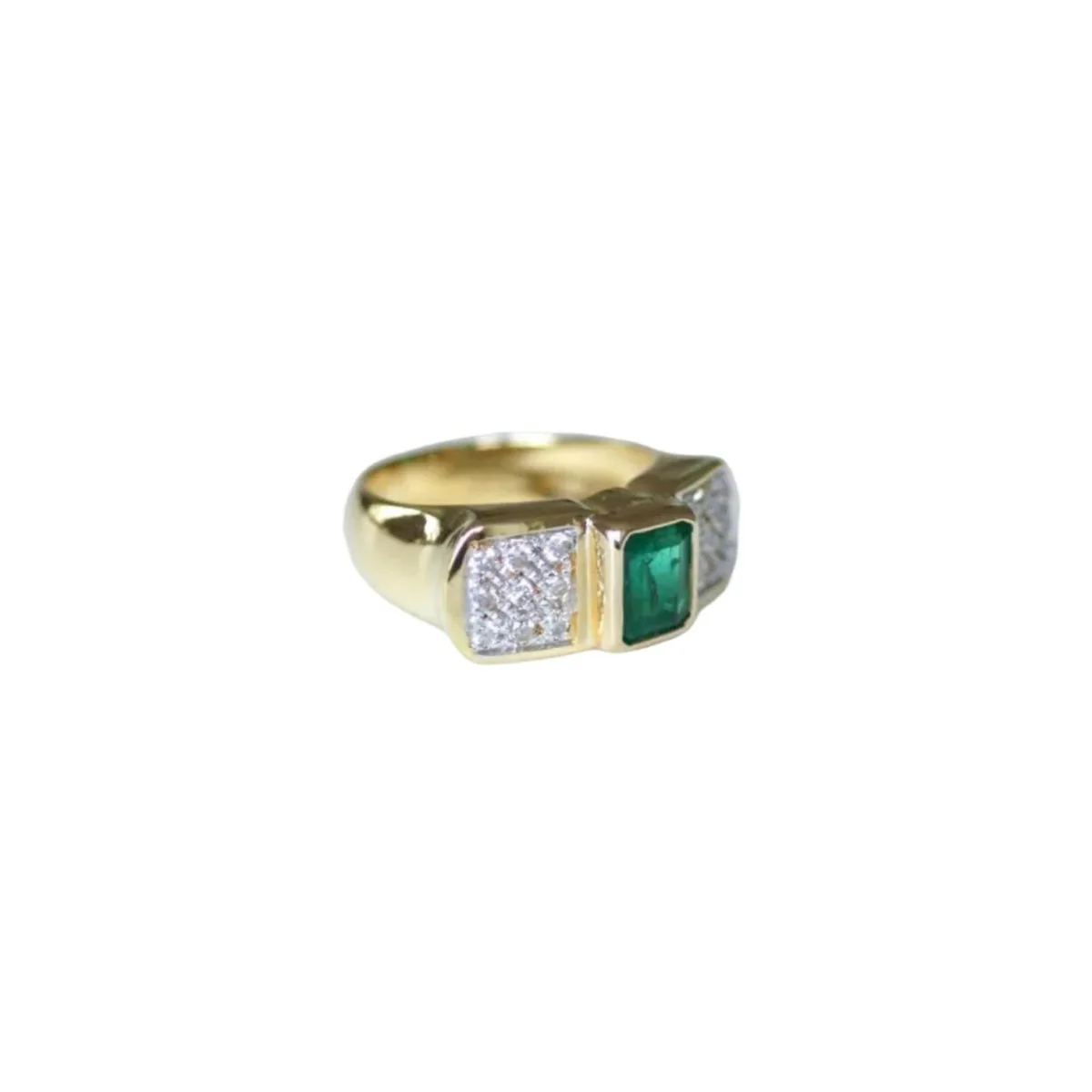 Bague en or jaune, or blanc, émeraude, et diamants - Image 5