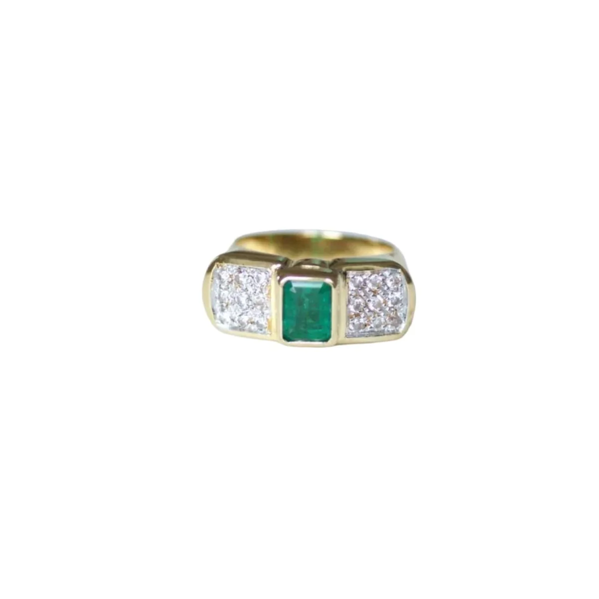 Bague en or jaune, or blanc, émeraude, et diamants - Image 8