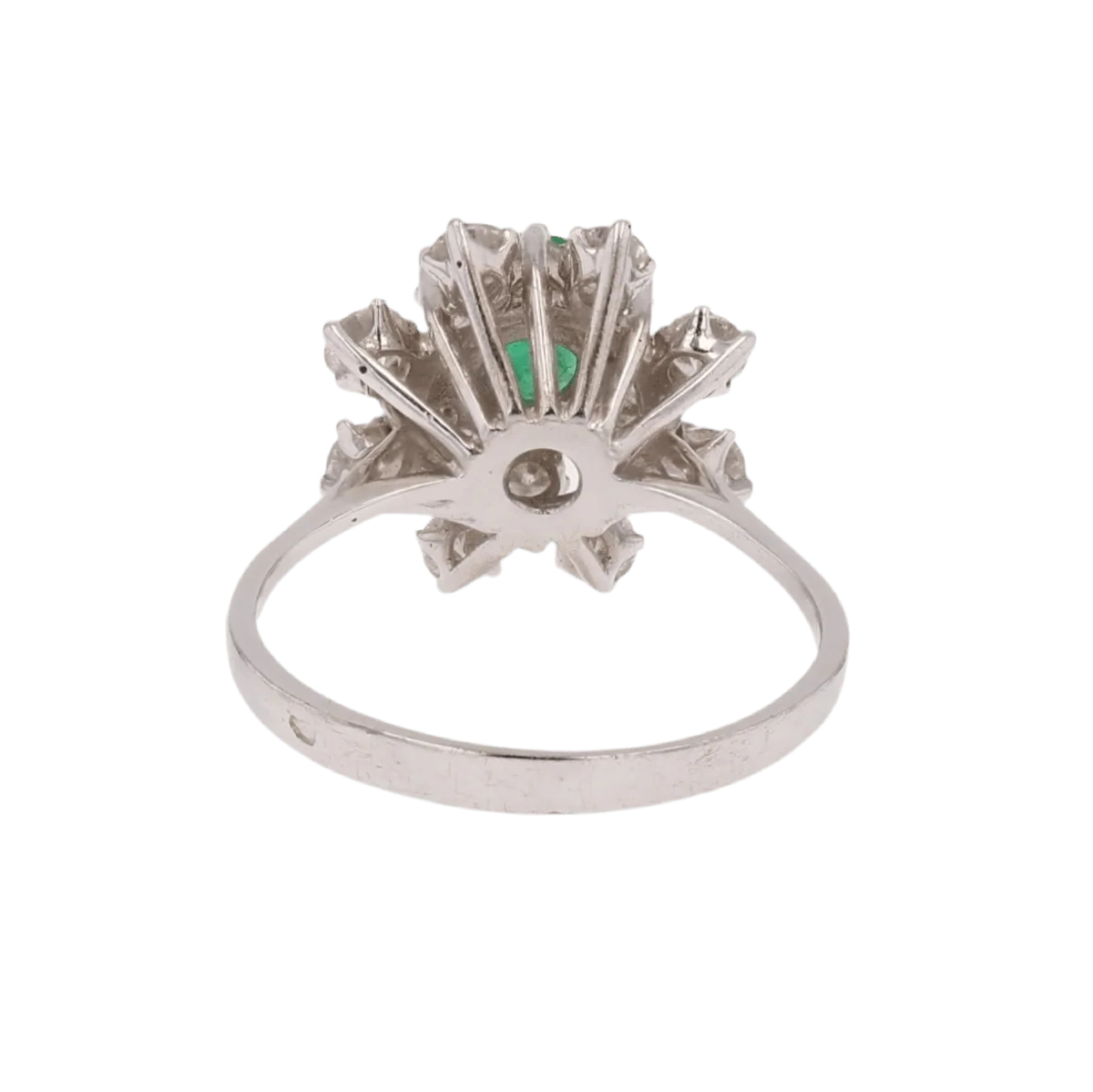 Bague Cocktail en or blanc, émeraude et diamants - Image 4