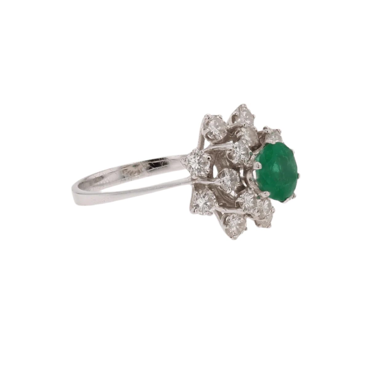 Bague Cocktail en or blanc, émeraude et diamants - Image 5