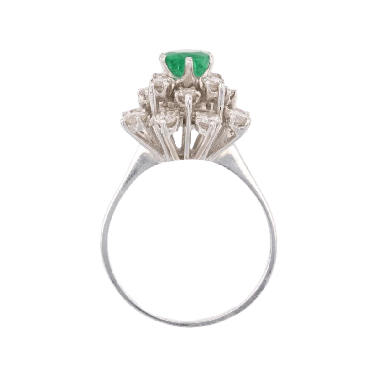 Bague Cocktail en or blanc, émeraude et diamants - Image 6