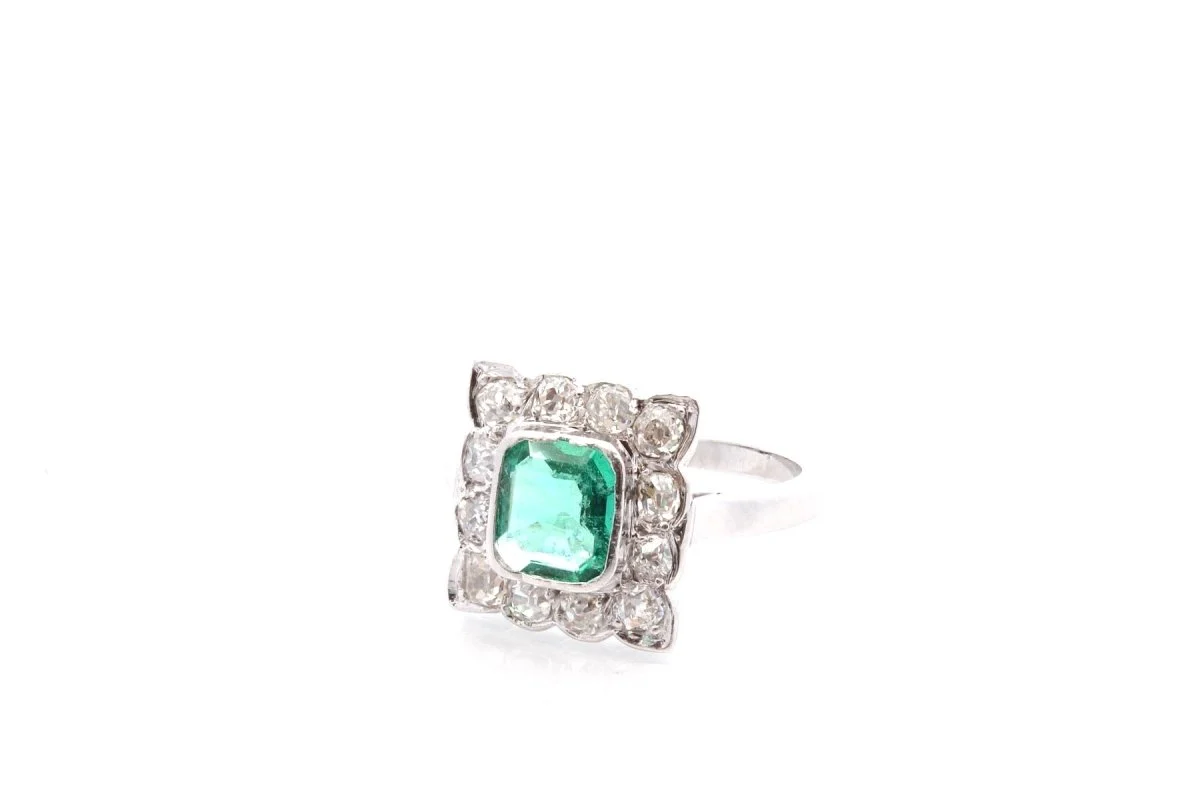 Bague vintage en or et émeraude