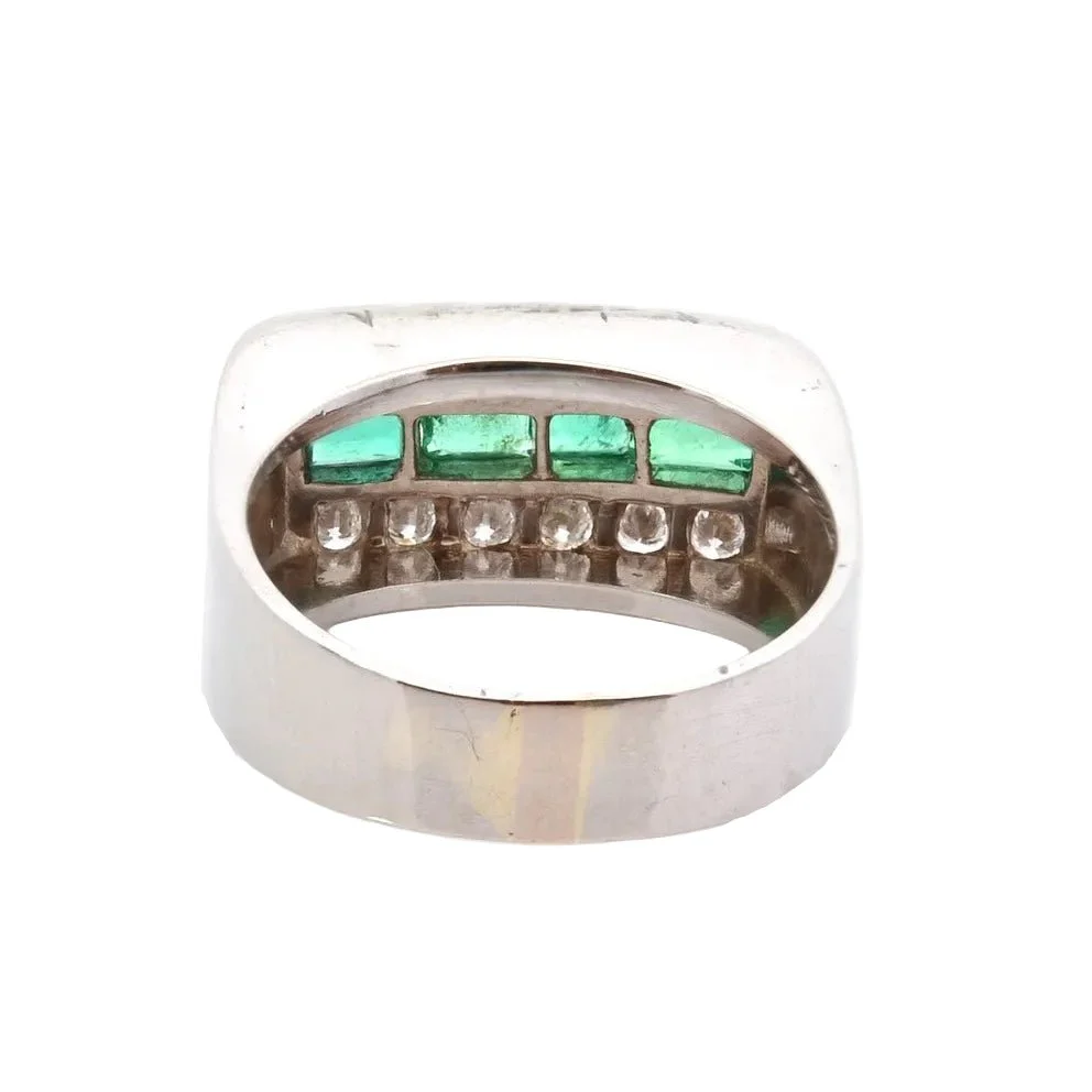 Bague Bandeau en or blanc, émeraudes et diamants - Image 4