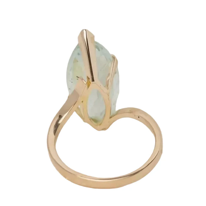 Bague Marquise en or jaune et aigue-marine - Image 4