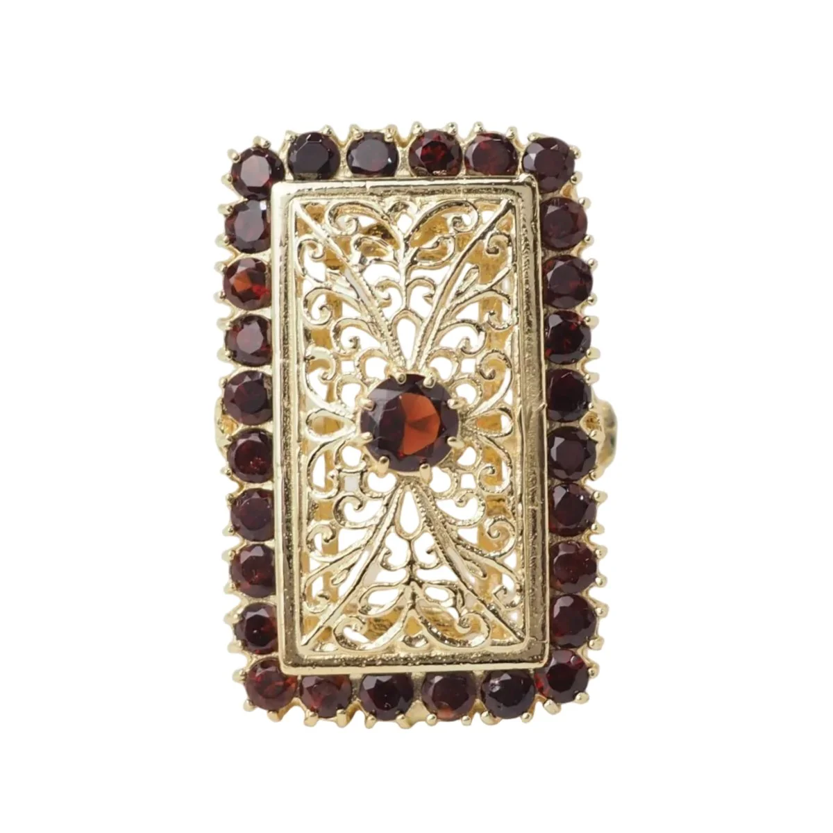 Bague vintage en or jaune et grenats