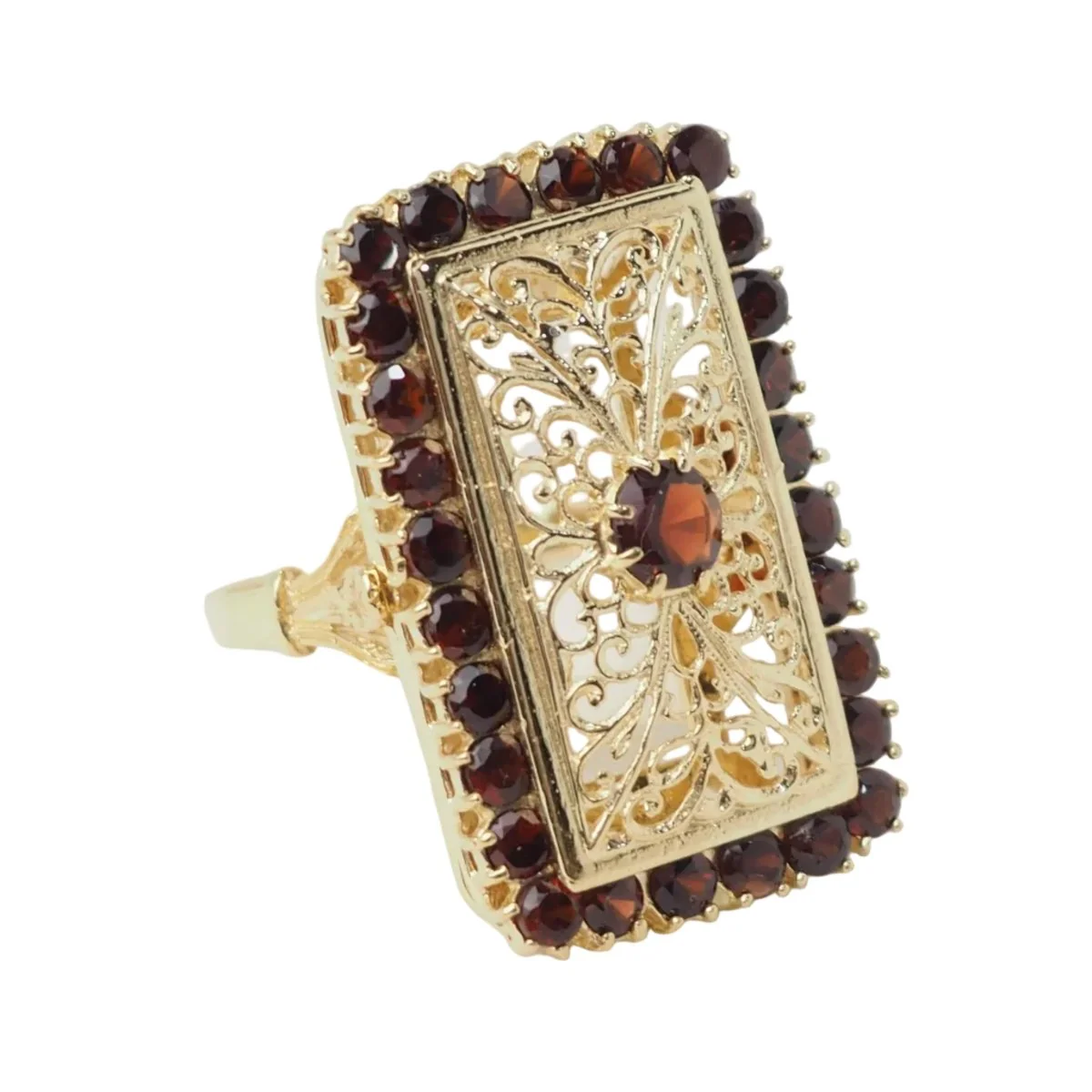 Bague vintage en or jaune et grenats - Image 3