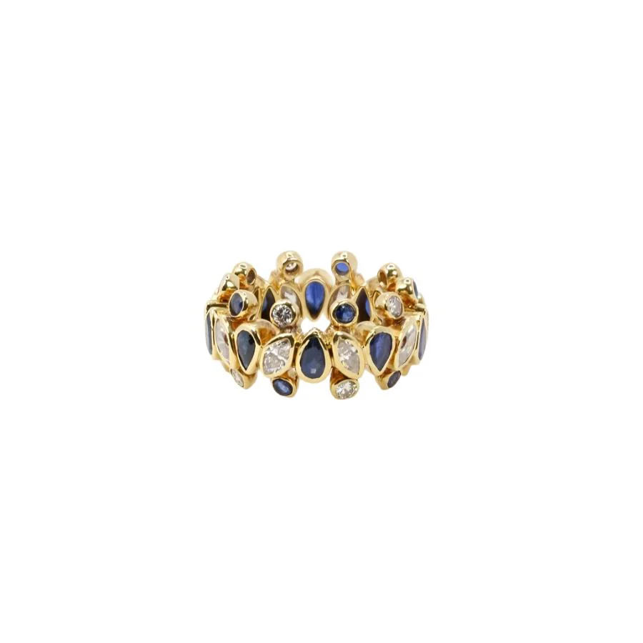 Bague vintage Harry Winston or jaune, saphirs et diamants