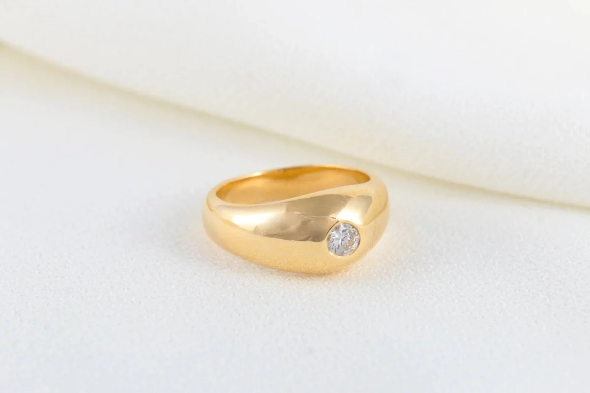 Bague Vintage Jonc Anglais en Or et Diamant - Image 2