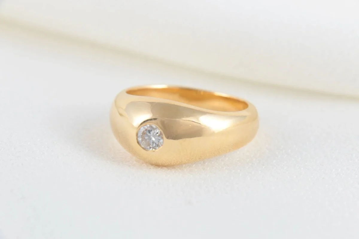Bague Vintage Jonc Anglais en Or et Diamant - Image 5