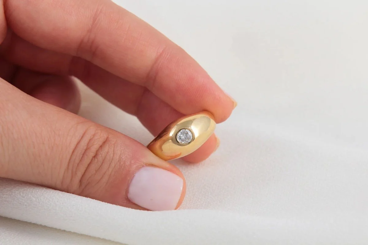 Bague Vintage Jonc Anglais en Or et Diamant - Image 6