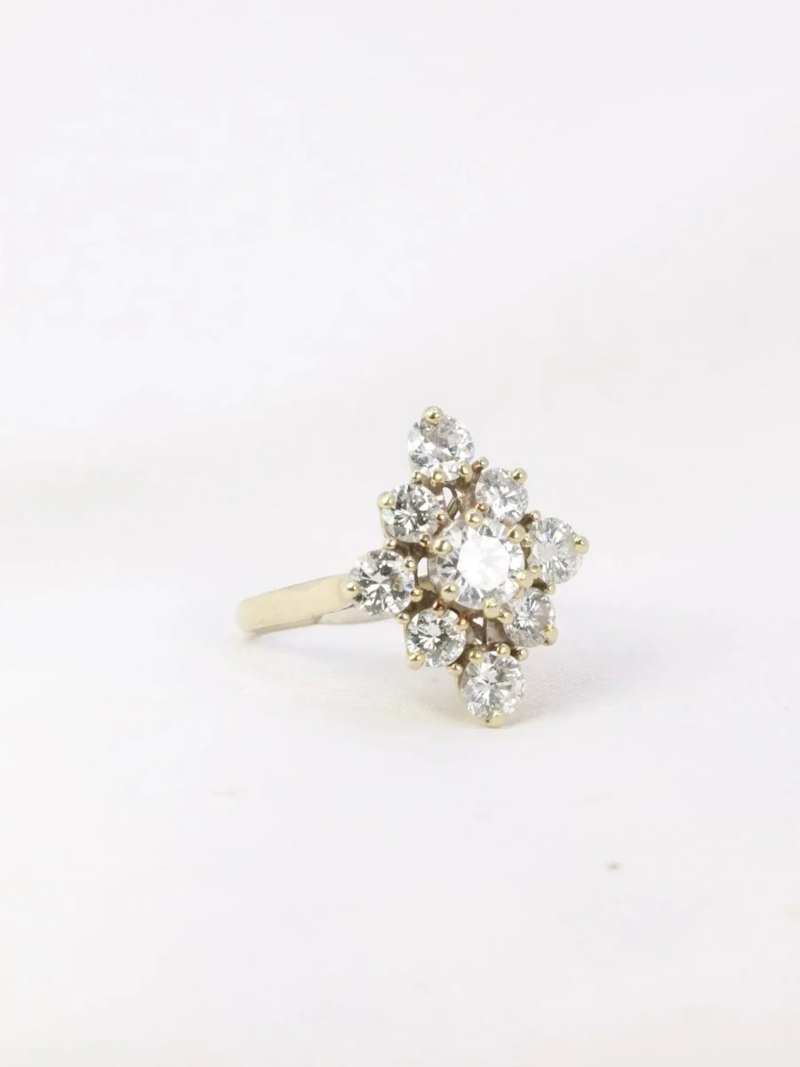 Bague vintage marquise en or blanc et diamants - Image 3