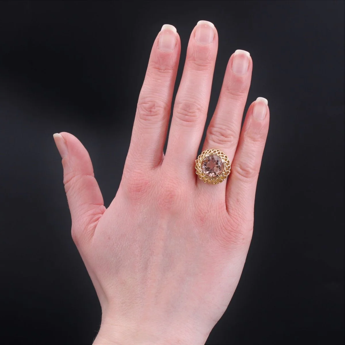 Bague Dôme en or rose et morganite - Image 2