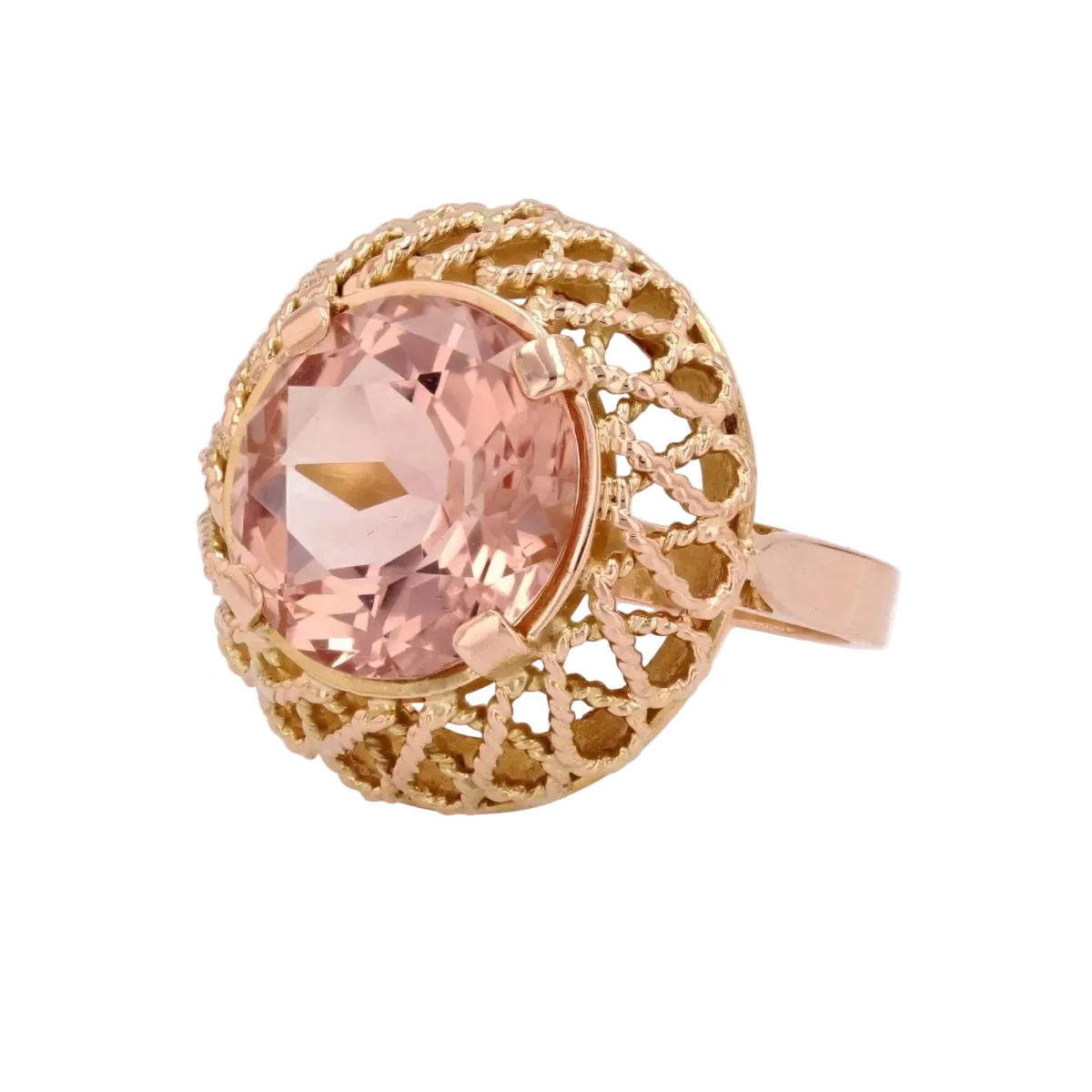 Bague Dôme en or rose et morganite - Image 3