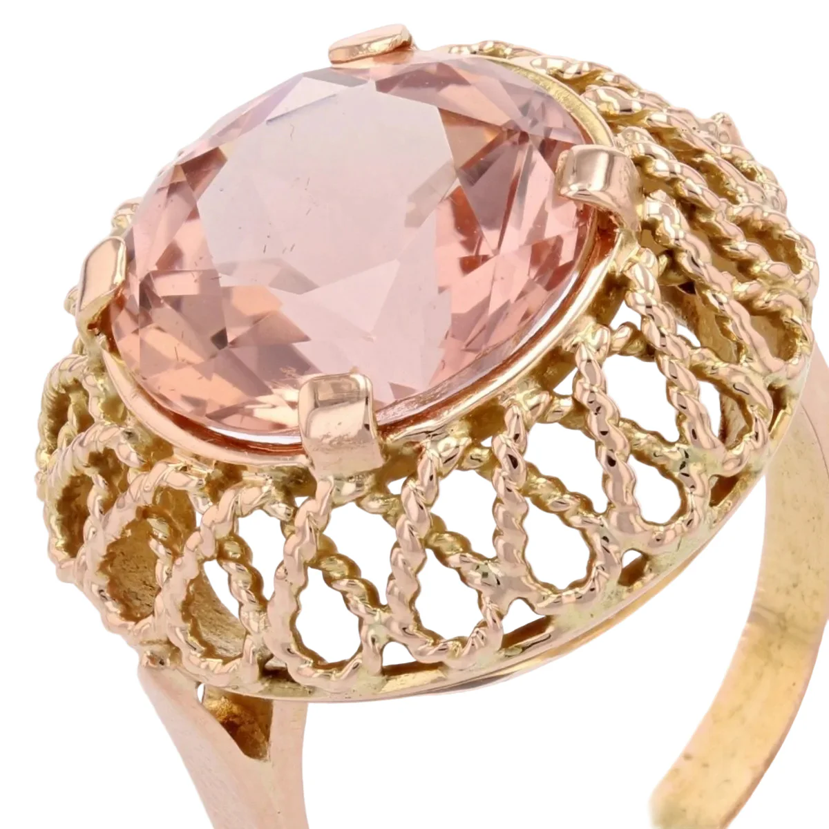 Bague Dôme en or rose et morganite - Image 7