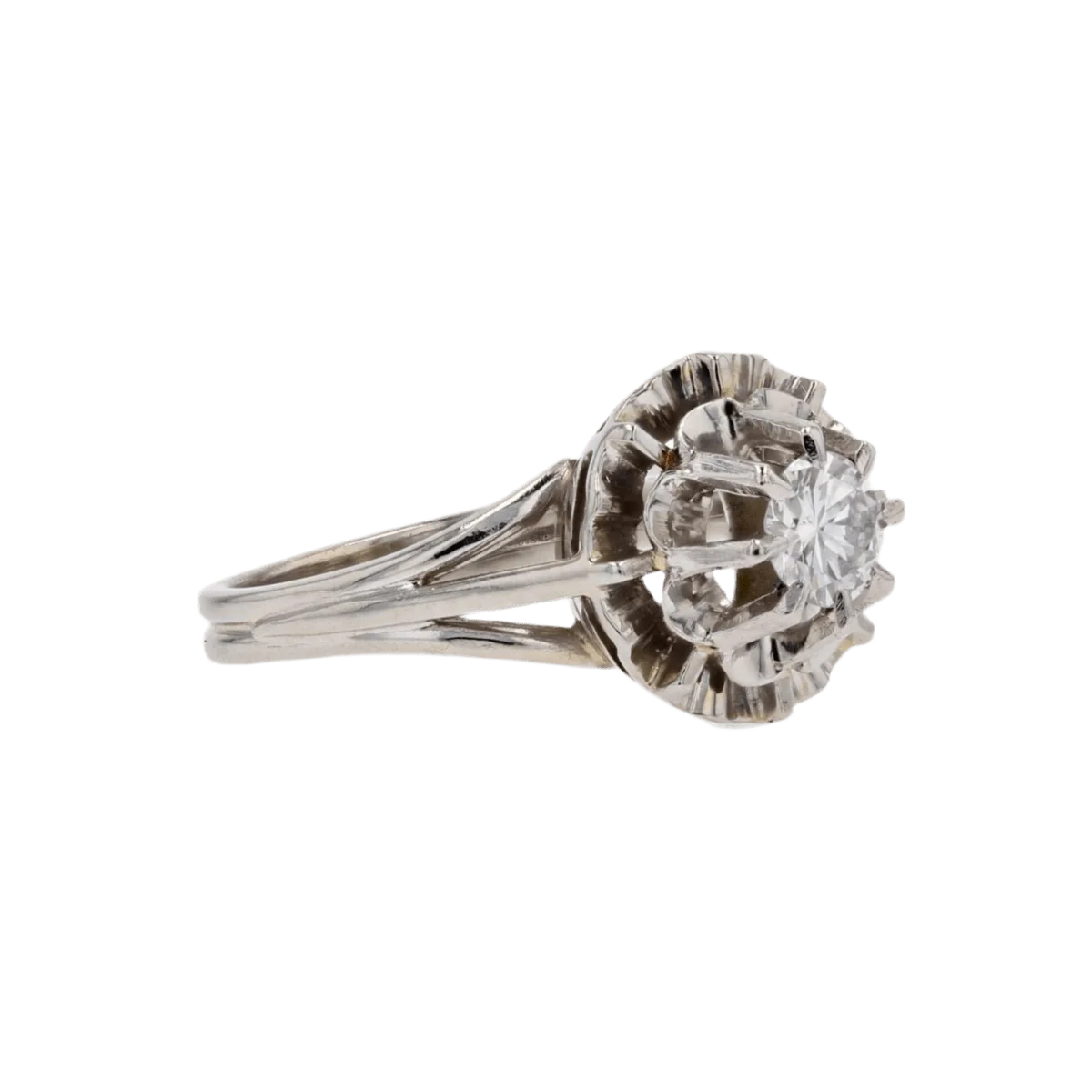 Bague Pompadour en or blanc, platine et diamant - Image 5