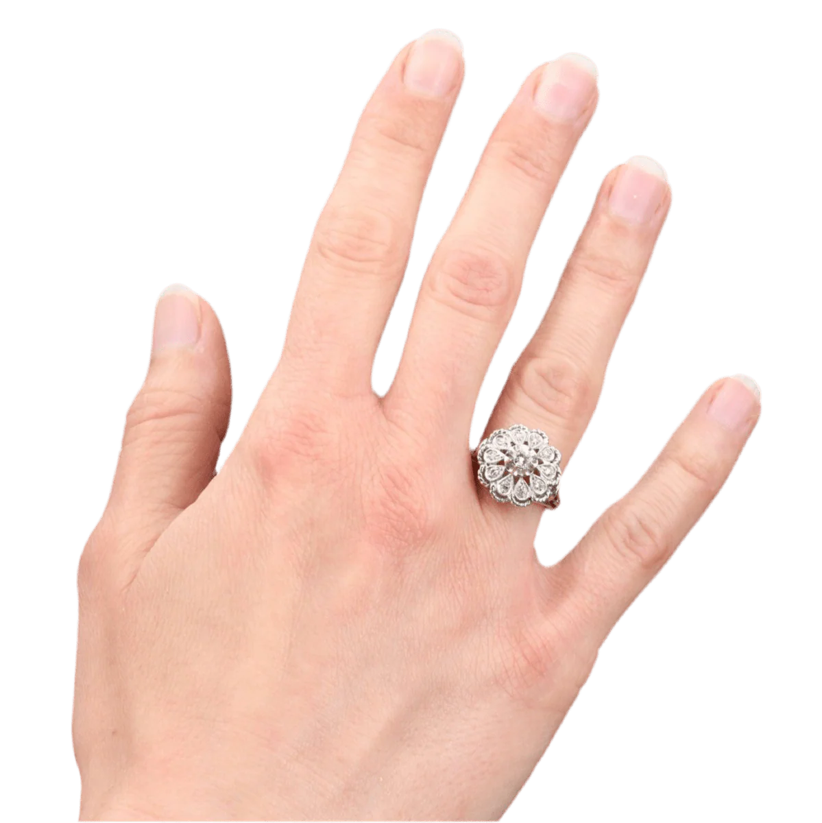 Bague Pompadour en or blanc et diamants - Image 2