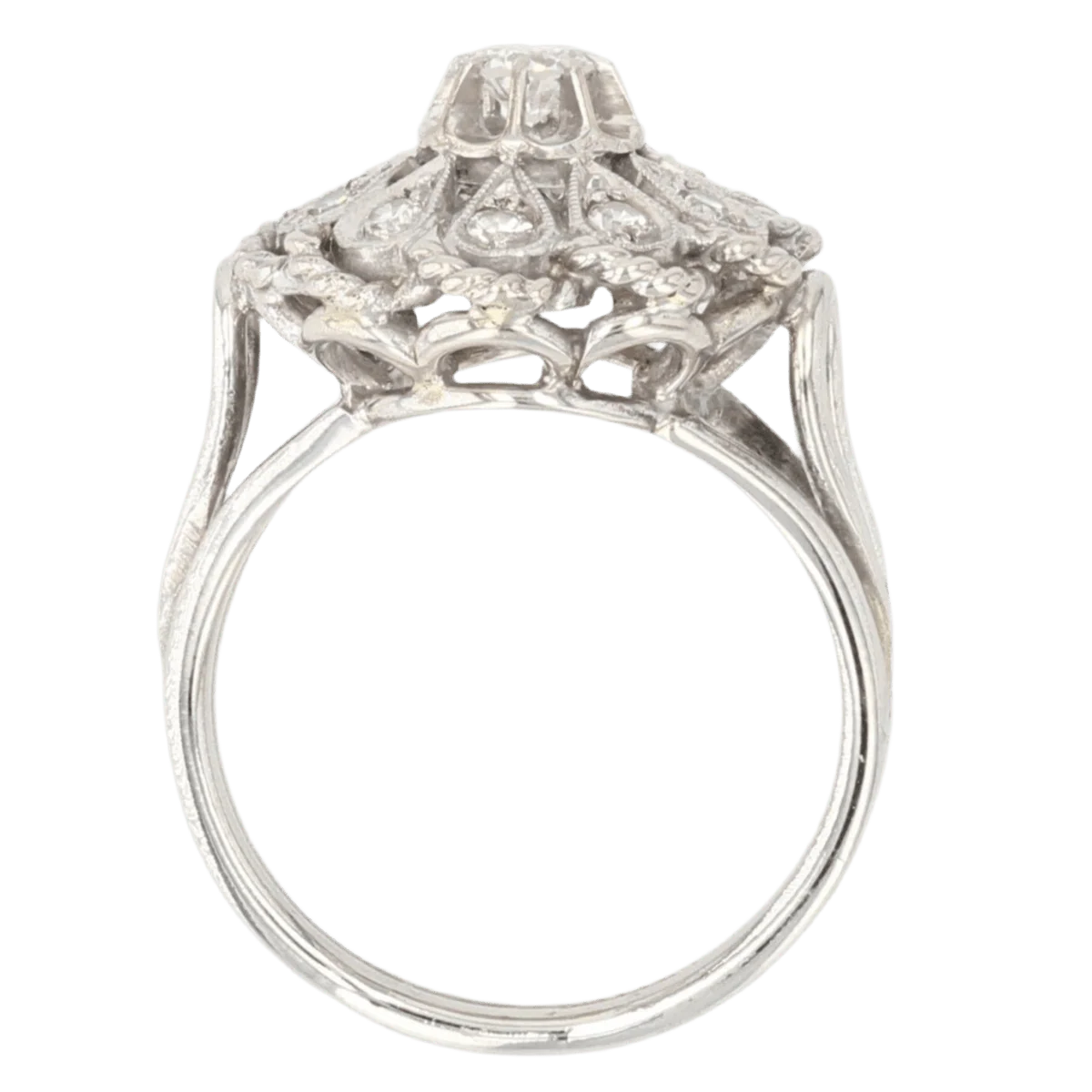 Bague Pompadour en or blanc et diamants - Image 6