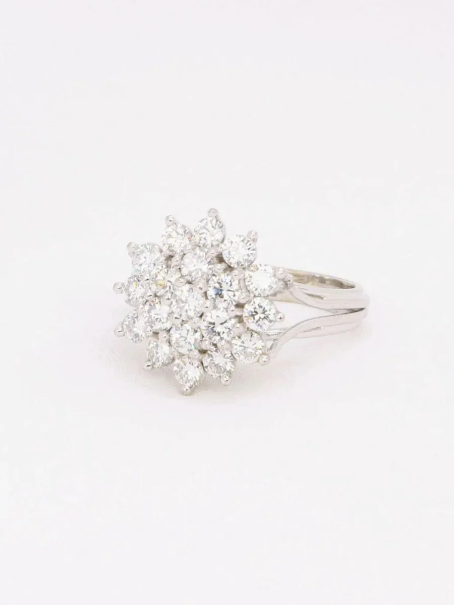 Bague fleur or blanc diamants 2 ct - Image 3