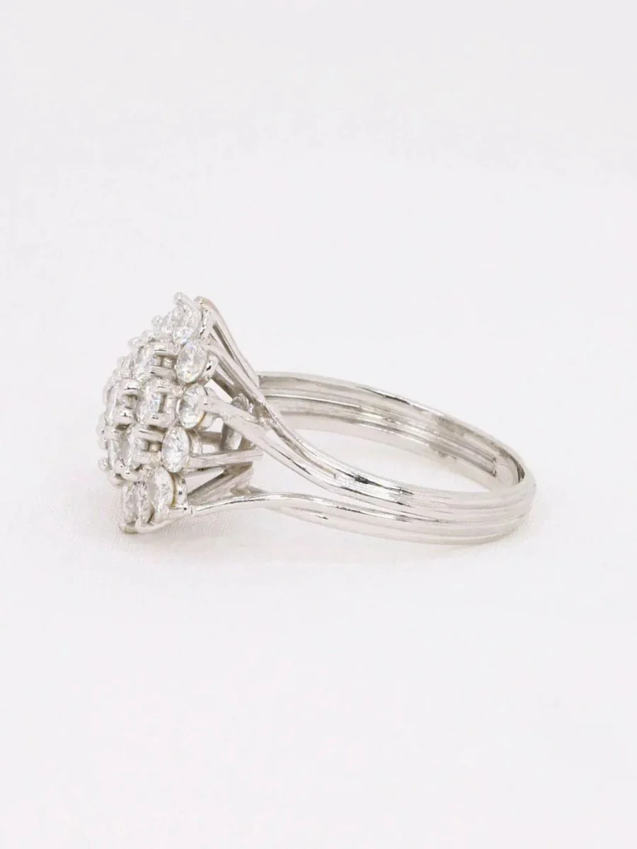 Bague fleur or blanc diamants 2 ct - Image 5