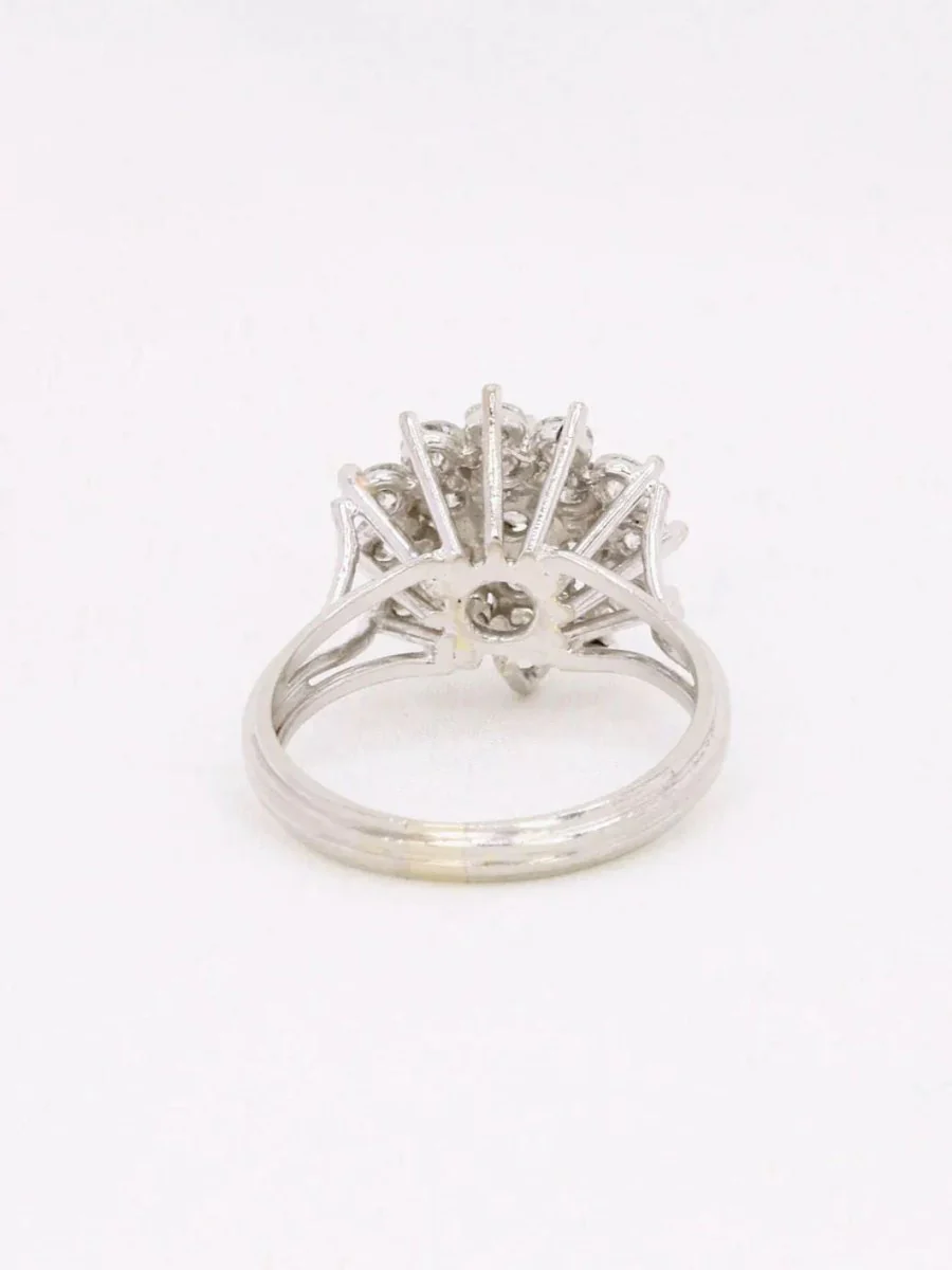 Bague fleur or blanc diamants 2 ct - Image 6