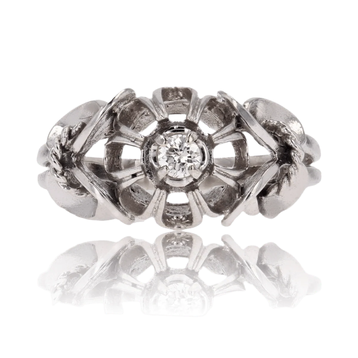 Bague Solitaire en or blanc et saphir