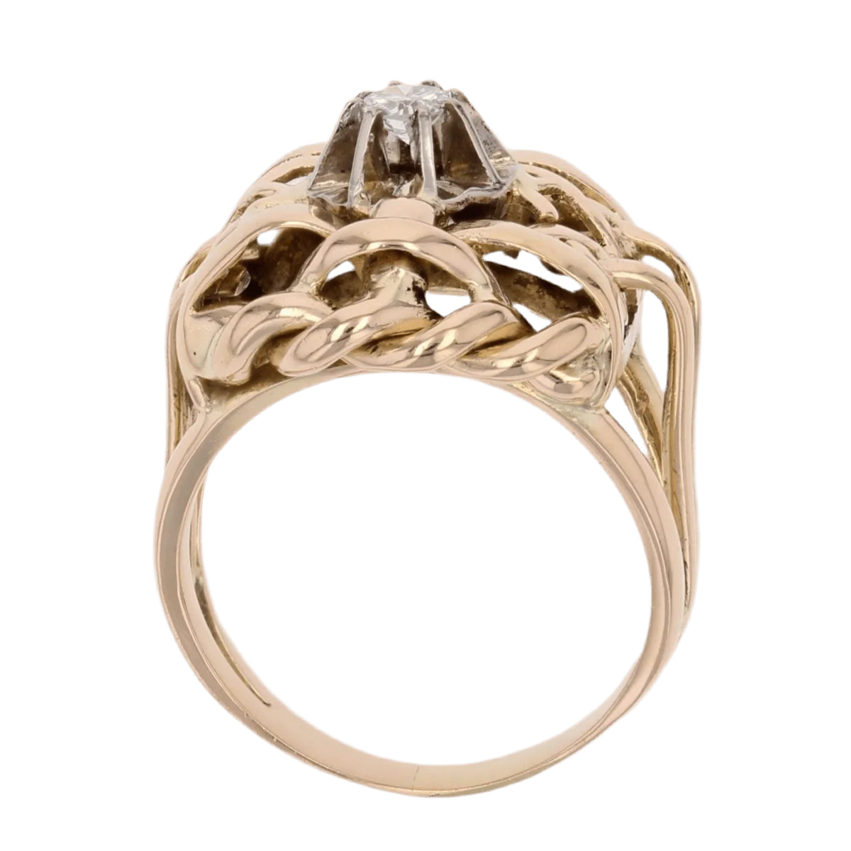 Bague Dôme en or jaune et diamant - Image 6