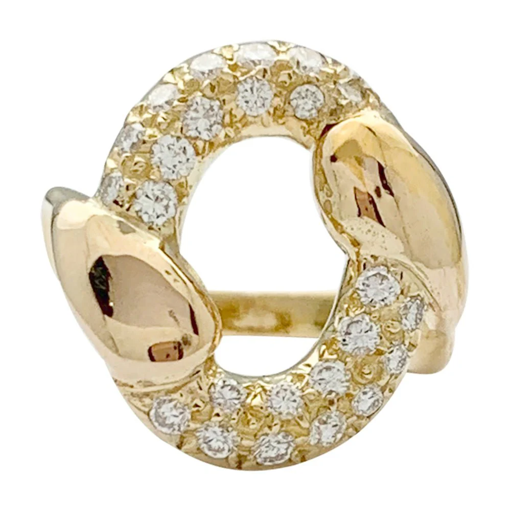 Bague vintage or jaune et diamants