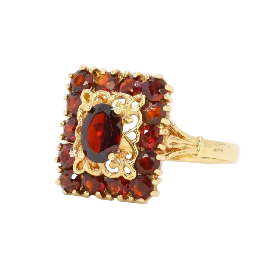 Bague Entourage en or jaune et grenats - Image 3