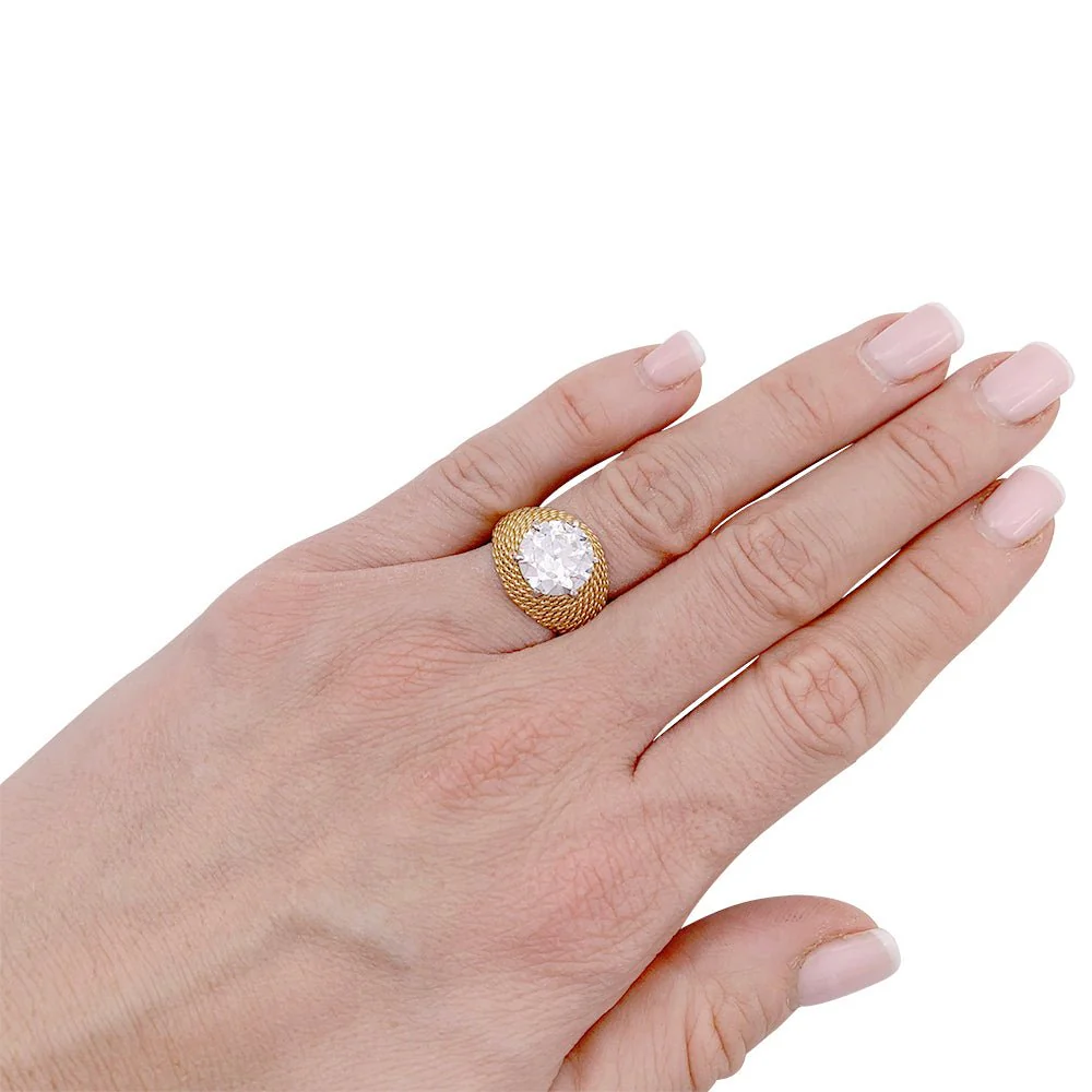Bague vintage or jaune, platine et diamant 3,01 ct - Image 2