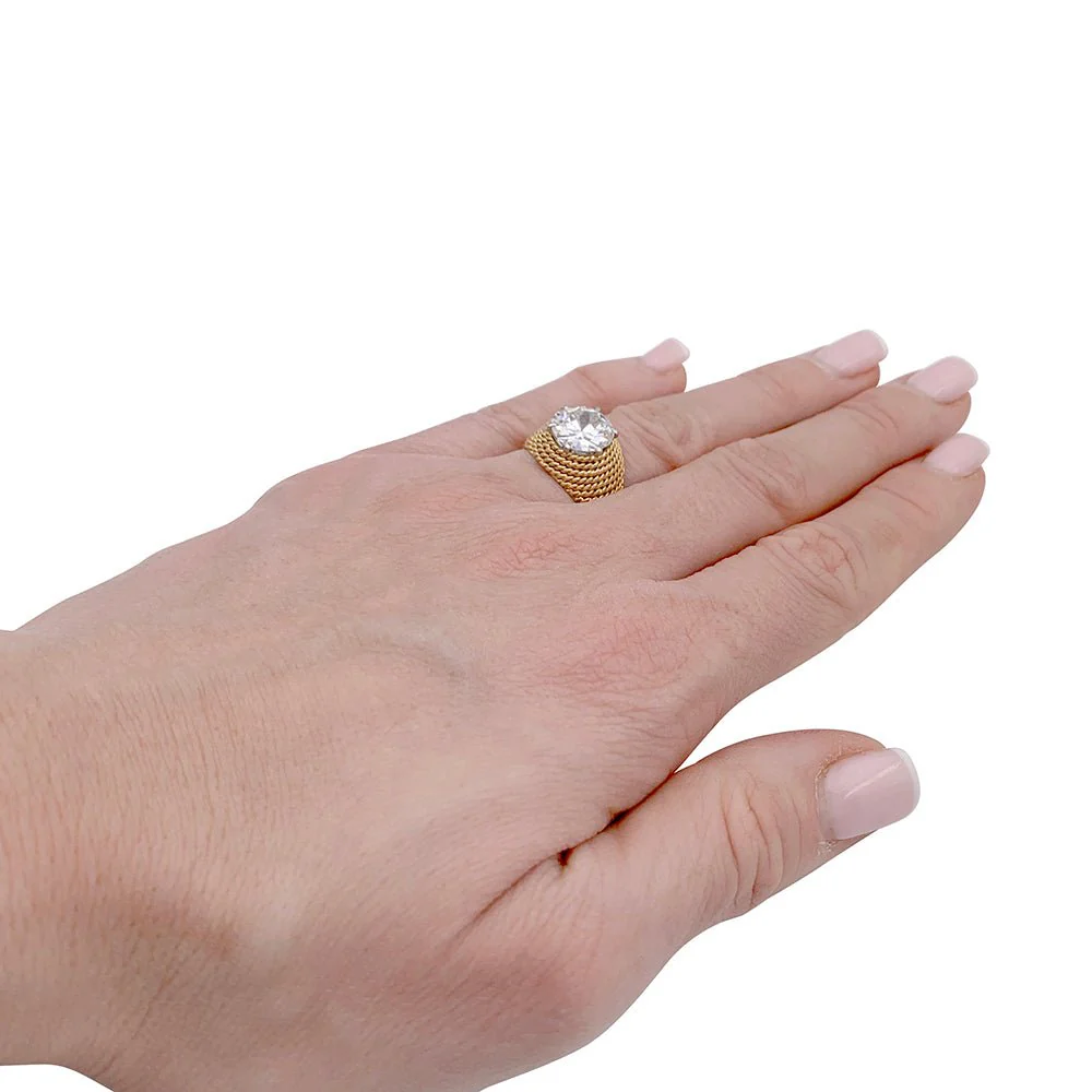 Bague vintage or jaune, platine et diamant 3,01 ct - Image 3