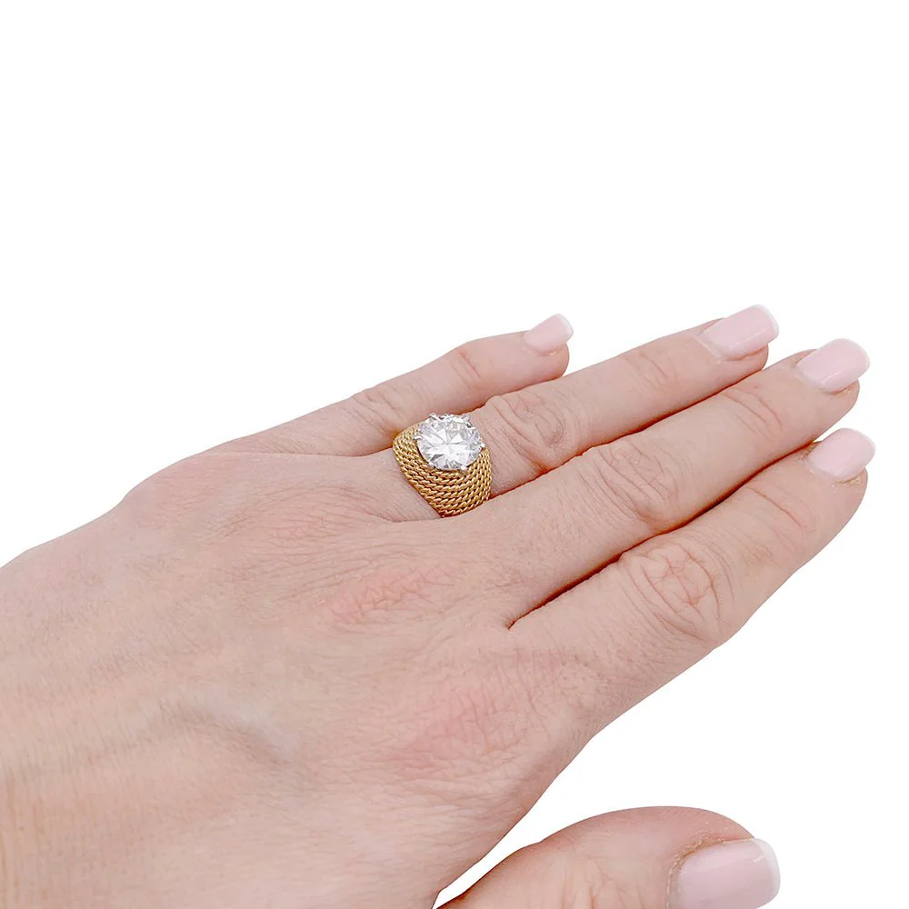 Bague vintage or jaune, platine et diamant 3,01 ct - Image 4